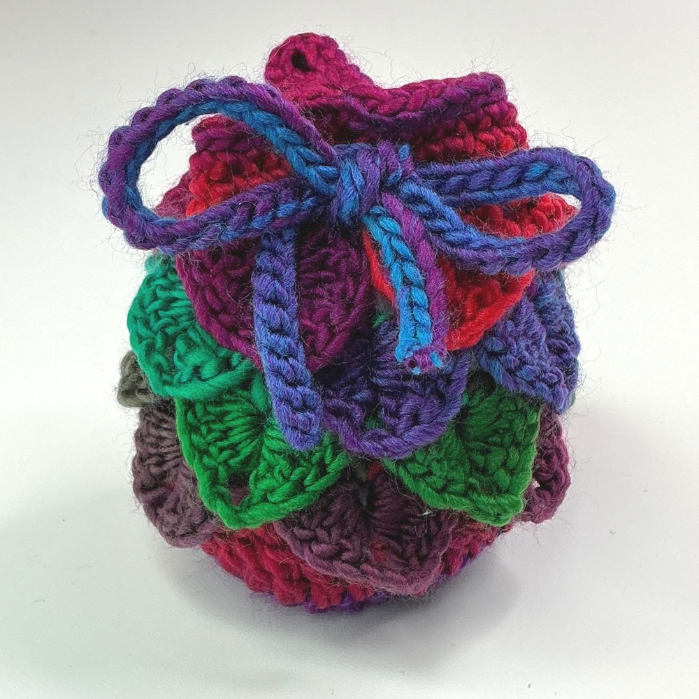 Handmade Multicolor Dragon Scale Dice Bag Unisex Small Crochet D&D Pouch